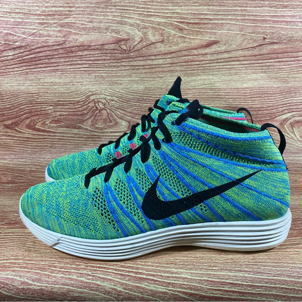 NEW Nike Lunar Flyknit Chukka Blue Glow Black Volt Sail OG 554969 - 407